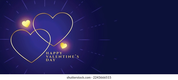 valentines day relationship and love banner with golden hearts vector 