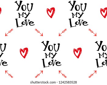 Valentine's day repeated wrapping paper. Abstract seamless love pattern.