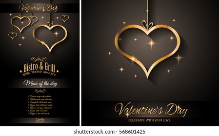 Valentine's Day Restaurant Menu Template Background For Romantic Dinner Event, Parties Flyer, Lunch Event Invitations, Love Cards And So On.