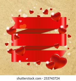 Valentines Day Retro Card With Gradient Mesh, Vector Illustration