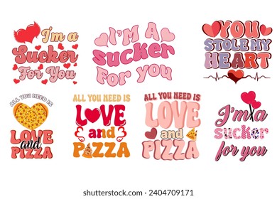 Paquete de diseño retro de San Valentín