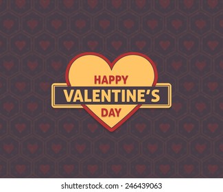 Valentines Day Retro Heart Graphic Flat Celebration Card, Background, Announcement and Celebration Message Poster, Cover Design 