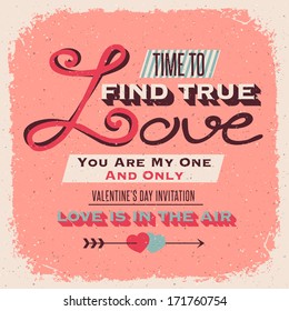 Valentines day retro style poster