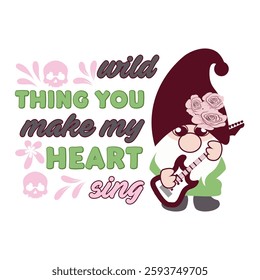 Valentines day retro sublimation vintage t shirt design. Wild Thing You Make My Heart Sing.