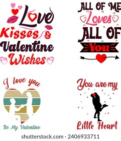 Valentine's Day Retro T-shirt Design Bundle

