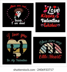 Valentine's Day Retro T-shirt Design Bundle

