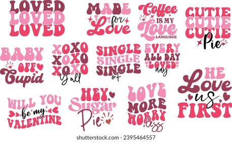 Valentine's Day Retro typography Design Bundle