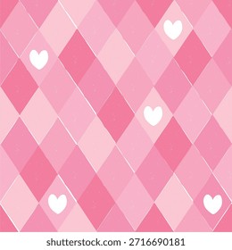 Valentinstag Rhombus nahtloses Muster mit weißen Herzen für Papier, Tapete, Stoffdrucke, Hintergründe, Banner, Schreibwaren, etc. EPS 10