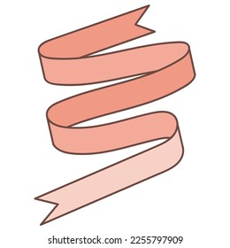 Valentine's Day Ribbon. Isolated Vector Ribbon. Gift Curve Ribbon. Party Orange Peach Ribbon.