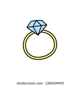 Valentine's Day, ring icon. Element of color Valentine's Day signs for mobile concept and web apps. Detailed Valentine's Day, ring icon can be used for web and mobile