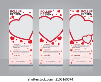 Valentines Day Roll Up,pull Up Banner Simple Design