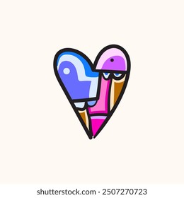 valentine's day, romance. colorful abstract hand drawing, vector illustration