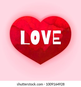 Valentine's Day romantic background with red heart. Eps10 vector.