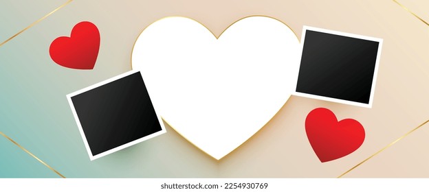 banner romántico de día de San Valentín con marco fotográfico para su vector amante 