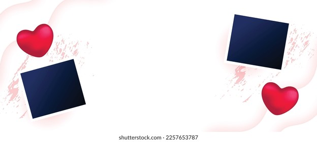 valentines day romantic banner with photo frames for social post vector 
