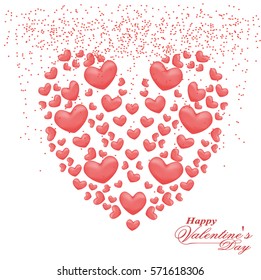 Valentine's Day. Romantic card with heart for love confessions. Vector illustration