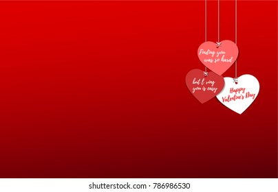 Valentines day romantic card for poster and love letter with red heart design cute pink concept and special background vector