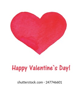 Valentine`s  Day romantic card with watercolor heart 