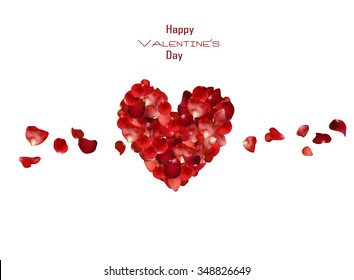 Valentine's Day romantic composition with red rose petals
