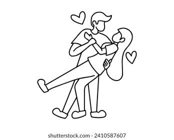 Valentines Day Romantic Couple Line Art