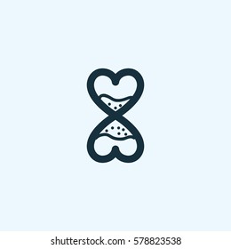 Valentine's day. Romantic design elements isolated. Thin line version. Vector illustration. Heart hourglass icon