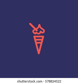 Valentine's day. Romantic design elements isolated. Thin line version. Vector illustration. Icecream icon