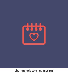 Valentine's day. Romantic design elements isolated. Thin line version. Vector illustration. Calendar icon