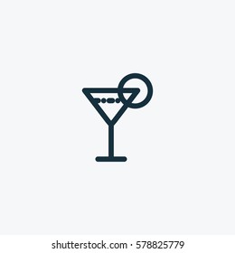Valentine's day. Romantic design elements isolated. Thin line version. Vector illustration. Cocktail icon