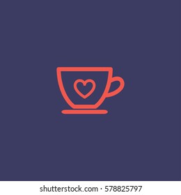 Valentine's day. Romantic design elements isolated. Thin line version. Vector illustration. heart cup icon