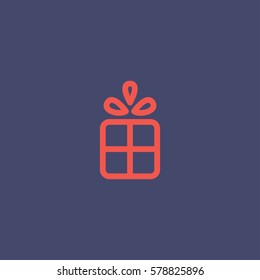 Valentine's day. Romantic design elements isolated. Thin line version. Vector illustration. Surprise box icon