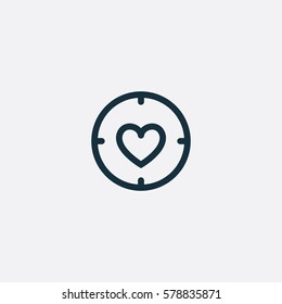 Valentine's day. Romantic design elements isolated. Thin line version. Vector illustration. Aim heart icon