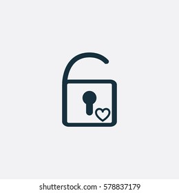 Valentine's day. Romantic design elements isolated. Thin line version. Vector illustration. Lock icon