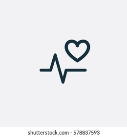 Valentine's day. Romantic design elements isolated. Thin line version. Vector illustration. Cardiogram icon