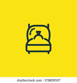 Valentine's day. Romantic design elements isolated. Thin line version. Vector illustration. Bed icon
