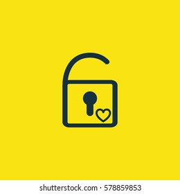 Valentine's day. Romantic design elements isolated. Thin line version. Vector illustration. Lock icon