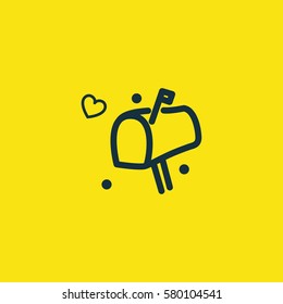 Valentine's day. Romantic design elements isolated. Thin line version. Vector illustration. Postbox icon