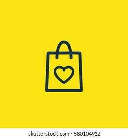 Valentine's Day. Romantic Design Elements Isolated. Thin Line Version. Vector Illustration. Shoping Bag Icon