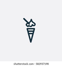 Valentine's day. Romantic design elements isolated. Thin line version. Vector illustration. Icecream icon