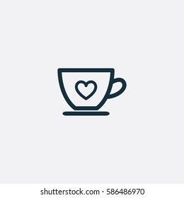 Valentine's day. Romantic design elements isolated. Thin line version. Vector illustration. heart cup icon