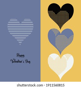 Valentine's Day or romantic event design, hearts in stylish trendy colors