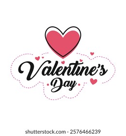 Valentine's Day Romantic Heart Design with Love Typography and Hand-Drawn Elements for Cards, Gifts, and Decorations
