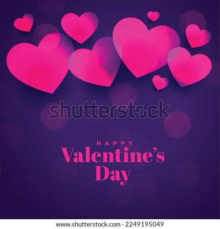valentines day romantic hearts background with bokeh effect vector 