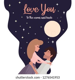 Valentine's day, romantic illustration with people. Love story. Editable vector illustration