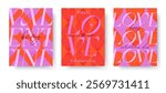 Valentines Day romantic illustrations.Modern typography banner templates.Romantic greeting posters with hearts pattern backgrounds.Trendy vector concepts for prints,invitations,ad,covers,promo offers.