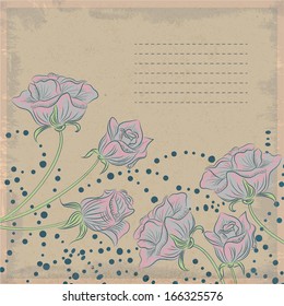 Valentine's Day. Romantic invitation card with beautiful roses flowers. Illustration in the style of hand-drawn maps for invitations, postcard and more.Vector EPS 10