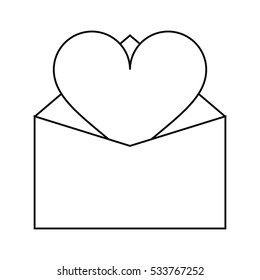 valentines day romantic mail heart envelope open outline