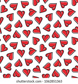 Valentine's day, romantic seamless pattern background with red hearts.