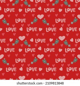 Valentinstag romantisches nahtloses Muster mit Herzen, Kuchen, Kristallen, Cupcakes.