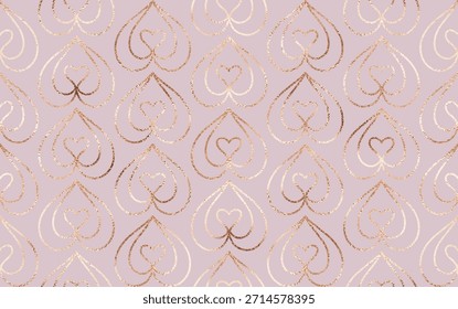 Valentinstag romantische nahtlose Muster für mit Roségold Glitzerherzen.