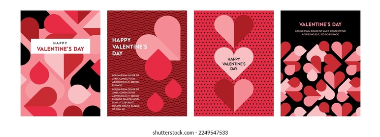 Valentines day. Romantic set vector pattern backgrounds. Modern pink and red pattern with hearts for wedding, valentine's day, birthday. Ornament for postcards, wallpapers, wrapping paper, hobbies.